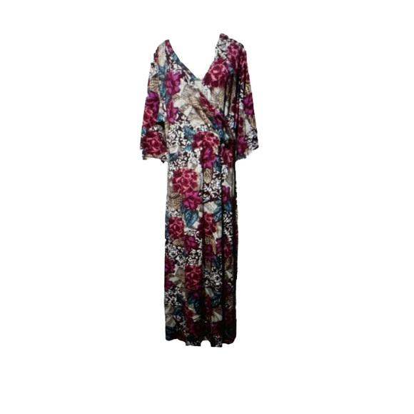 Soft Surroundings Salvadora Faux Wrap Dress L Maxi  Floral Multicolor 3/… - Picture 15 of 16